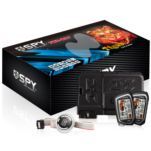 SPY Rav 4 Two Way Car Alarm System Remote Engine Start DC12V Universal Auto Immobilizer App Control LCD 1000m Range 433.92MHz