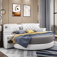 Lit rond en cuir moderne multifonctionnel King Size avec haut-parleur, nouveau design, mobilier intelligent incluant une fonction de massage