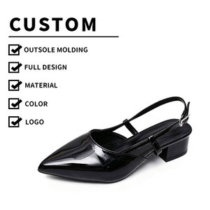Nouvelles Chaussures <span class=keywords><strong>Femme</strong></span> Style Sexy à Talons Hauts, Chaussures pour Dames <span class=keywords><strong>en</strong></span> Cuir Verni de 4,5 cm avec Boucle <span class=keywords><strong>en</strong></span> D Longue et Talon Épais YonH3-2 - Product Image 1