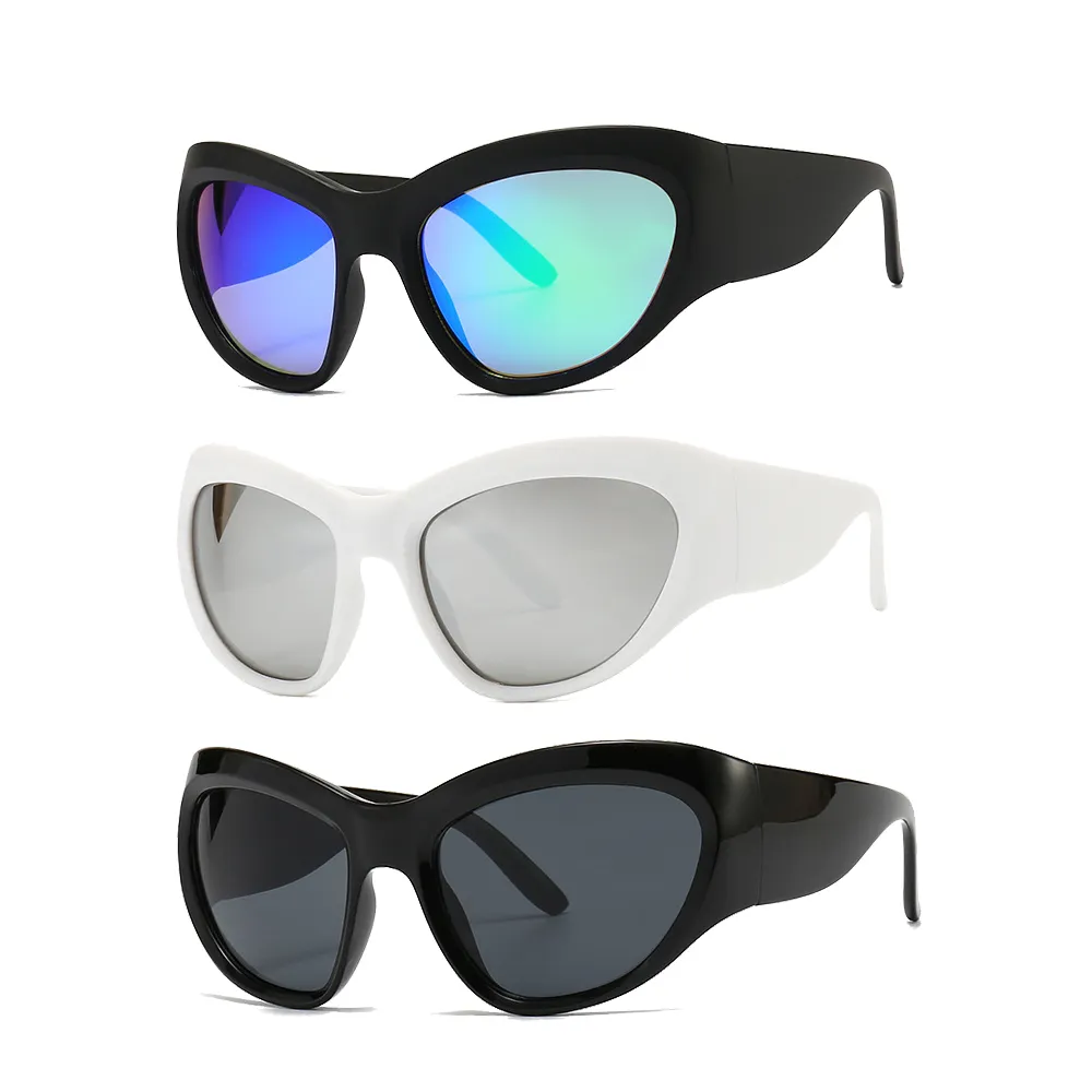 Fashion Y2K Outdoor Sun Shades Glasses Women Men Mirror Lens 2023 Luxury Cycle Sports Sunglasses