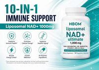 Capsules liposomales NAD+ OEM, formule 10 en 1, resvératrol, quercétine, stimulant immunitaire, complément alimentaire à base de plantes, soutien énergétique végétalien