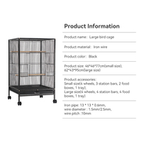 Cage à oiseaux artisanale noire en carton pour l'élevage des canaris, avec abreuvoir, jouet, anneau, corde, support et mangeoire