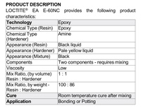 Henkel Loctite E-60NC composé de rempotage époxy noir 50ML cartouche composants électriques adhésif liquide pour revêtement