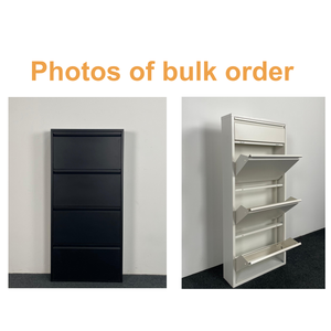Meuble à chaussures d'entrée 3 tiroirs, armoire à chaussures en acier noir, casier de rangement pour chaussures, support fin pour chaussures, pour mobilier de maison et couloir - Product Image 5