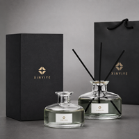 Bouteille diffuseur en verre vide plate et large avec logo personnalisé, 206 ml, 350 ml, récipient d'aromathérapie, personnalisation des couleurs disponible