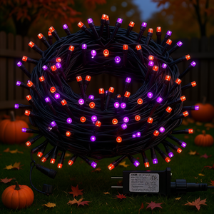 Guirnalda de Luces LED DAZZLE BRIGHT para Halloween, 100 Pies, Morado y Naranja, IP65, Decoración para Exteriores - Product Image 2