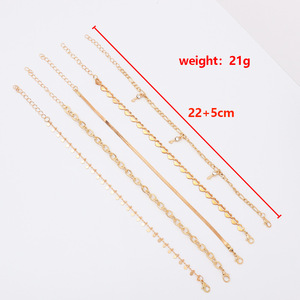 Punk Style <b>Gold</b> Plated Alloy <b>Anklet</b> Set Heart Chain With Key Charm Women's Fashion Jewelry Party Accessory - Product Image 4