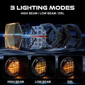 Faro LED de 5.75 Pulgadas, Faro Delantero H4 de 5 <span class=keywords><strong>3</strong></span>/4'' para Harley Night Rod Iron 883 Dyna Sportster 1200 Indian Scout <span class=keywords><strong>Triumph</strong></span> - Product Image 3