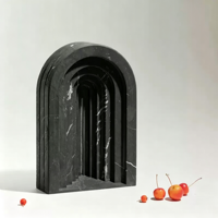 Serre-livres en marbre naturel poli, sculpté à la main, en forme d'arche superposée, pour la décoration de bureau à domicile