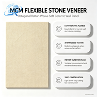 Batu Veneer Fleksibel MCM Tekstur Travertine Modern untuk Dekorasi Dinding Interior dan Eksterior