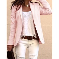 Veste décontractée pour femme à revers cranté, manches longues, un bouton, pour le bureau ou les affaires, avec poches