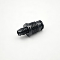 Raccord pneumatique en acier inoxydable usiné CNC de précision, obturateur arrière pour tuyau d'air, anodisation noire, joint haute pression