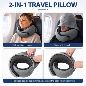 High Quality U-Shape Memory Foam Cooling Travel <b>Pillow</b> Sun Hood Customizable Logo Cationic Fabric Convenient Neck Massage - Product Image 3