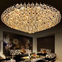 Lustre moderne européen en cristal semi-encastré, plafonnier LED en fer, suspension décorative pour villa, hôtel, hall, salon