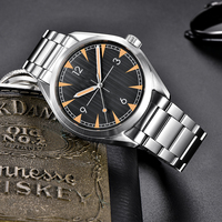 Nouvelle montre pour homme au design vintage, aiguilles lumineuses, boîtier et bracelet en acier inoxydable, montre-bracelet décontractée pour tous les jours, logo personnalisé