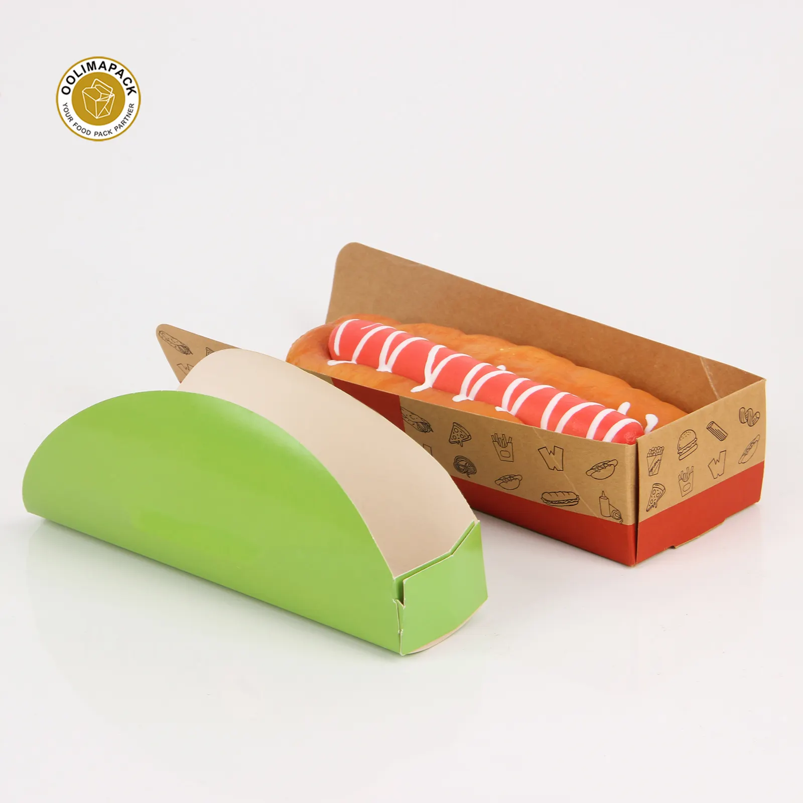 Low MOQ Biodegradable Snack Tray Custom Logo Printing Disposable Hot Dog Box