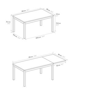โต๊ะอาหารแบบขยายได้ หน้าท็อปเมลามีนสีเทาคอนกรีต ฐานโลหะ 140x80 ซม. สำหรับใช้ภายใน - Product Image 4