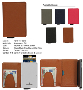 Tarjetero Delgado Unisex de PU con Ranura para Tarjetas Visa, Cierre Plegable Minimalista, Cartera Corta de Color Marrón - Product Image 4