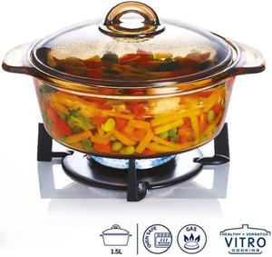 Stock du fabricant, grande casserole de 2,5 L, deux anses, four, mijoteuse, accessoires de cuisine, ustensiles de cuisine, casserole à soupe, plat en verre, casseroles - Product Image 3