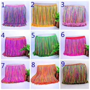 Wholesale Polyester Rainbow Multiple Colors Mixed Fringe Tassel Trim for Dress