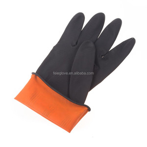 Guantes de Látex Marca Sun, Resistentes al Agua y Aceite en el Interior, Color Negro en el Exterior, Color Naranja Personalizado, 30 cm, <span class=keywords><strong>Feie</strong></span> o OEM, 50-110g, CN;JIA - Product Image 1