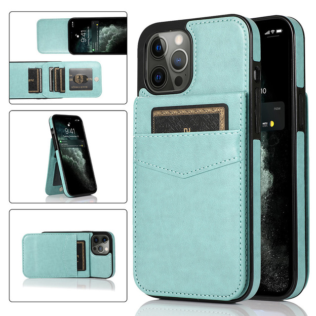 New Fashion Multi Functional PU Leather Card Holder Shockproof Protective Phone Case for iPhone 11 12 13 14 15 16 17 Pro Max
