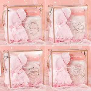 Creative 2pcs Porcelain Hand-painted Sustainable Pink Ceramic Cup Towel Box <b>Set</b> for Women Birthday Wedding Valentine <b>Gift</b> <b>Set</b> - Product Image 4