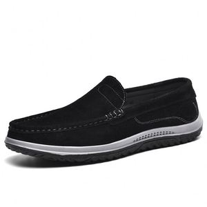 Korean Version Men's Trendy Genuine Leather Suede Bean Shoes Top Layer Breathable Casual Driving Walking Style Slip-On - Product Image 1