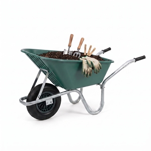 WB6414P European Market 150kg Garden <b>Wheel</b> Barrow <b>Plastic</b> Tray 4.00-8 Pneumatic <b>Wheel</b> Construction Heavy Duty Wheelbarrow - Product Image 5