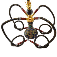 Chicha de haute qualité, design égyptien, en métal plaqué or