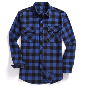Camisas de Franela a <span class=keywords><strong>Cuadros</strong></span> de Manga Larga en Rojo, Negro y Azul Otoñales, <span class=keywords><strong>con</strong></span> Cuello Camisero, Camisas Casuales a <span class=keywords><strong>Cuadros</strong></span> Anchos y Coloridos - Product Image 1