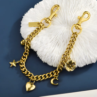Chaîne de charme pour sac Sweet Gold Cuban avec pendentifs Cœur, Étoile, Cerise, rallonge de sangle de sac à main, accessoires de décoration DIY de luxe pour sacs
