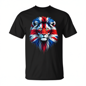 Camiseta Union Jack con diseño de cara de león, camiseta promocional negra para hombre - Product Image 2