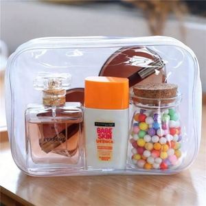 Pochette de maquillage transparente personnalisée pour cadeau promotionnel, sac de voyage imperméable en PVC avec fermeture éclair, sac cosmétique tendance avec logo - Product Image 3