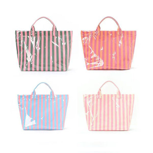 Wholesale Custom Waterproof Pvc Durable <b>Beach</b> Handbag Summer Striped Colorful Canvas Travel Lady Shopping Tote <b>Bag</b> - Product Image 1