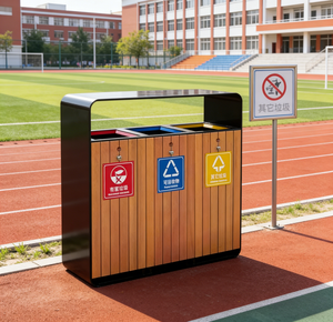 Poubelles extérieures en acier inoxydable, bacs à fruits à <span class=keywords><strong>trois</strong></span> <span class=keywords><strong>compartiments</strong></span>, conteneurs pour coquilles de fruits pour parcs, écoles, poubelles - Product Image 1