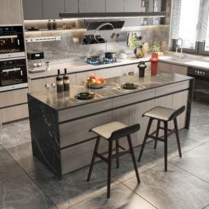 Modern U-Shaped Kitchen <b>Cabinet</b> Set | Custom Built-in <b>Light</b> Wood <b>Cabinets</b> with Soft-Close Drawers and Quartz Countertop Design - Product Image 6