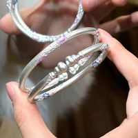 Bracelet en émail de style chinois en forme de gourde, motif floral tendance, en cuivre plaqué argent, empilable, décontracté, unisexe, cadeau, bijoux