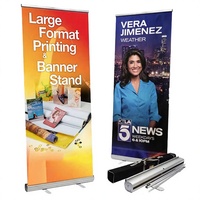 Support de bannière enroulable léger en aluminium pour intérieur, 85 x 200 cm, avec assemblage sans outil pour la publicité