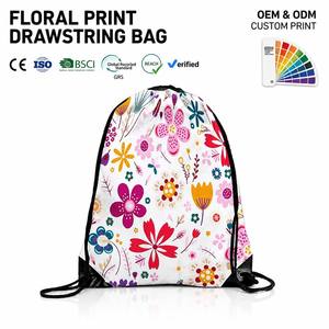 Mochila con Cordón y Estampado Floral Colorido, Personalizable, Ecológica, Unisex, para Deportes - Product Image 1