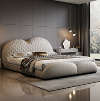 Lit King Size de Luxe Moderne en Cuir avec Rangement, Écologique, Durable, Cadre en Bois, Fonctionnel pour Appartement, Haut de Gamme, Élégant pour Chambre Parentale
