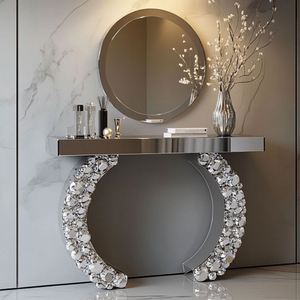 Table console postmoderne de luxe en acier inoxydable titane or Mobilier de salon au design moderne pour hôtels et couloirs - Product Image 2