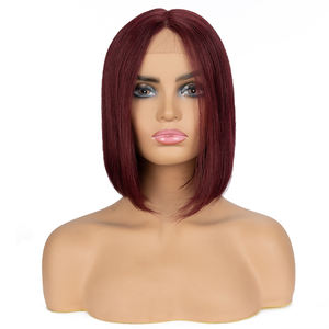 Vente en gros 10 pouces dentelle avant droite Bob perruque brésilienne Remy cheveux sans colle perruques multiples colorées vierge perruques de cheveux humains - Product Image 5