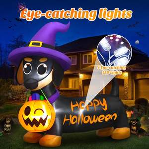 Decoraciones Inflables para Perros de Halloween, Impermeables, con Luces LED, con Diseño de Calabaza y Sombrero de Bruja, para Decoración de Fiestas - Product Image 5