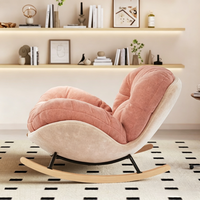 Fauteuil à bascule ergonomique moderne en suède pour salon, chambre, balcon – Ensemble de meubles de relaxation pour adultes