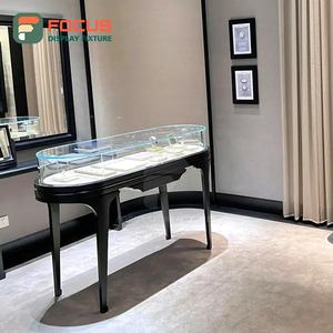 Premium Wall Mounted LED Light Jewelry Counter Glass Display Cabinet Wooden Jewelry Luxury Modern Wall Mounted Display - Product Image 5