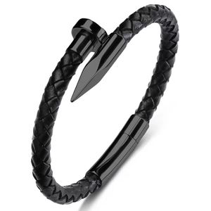 สร้อยข้อมือสแตนเลสโครเมี่ยมแฟชั่นแผ่น PVD แท้เล็บทอง18K สร้อยข้อมือสายหนังแท้สำหรับผู้หญิงเครื่องประดับหัวใจ - Product Image 2