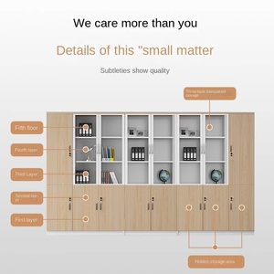 خزانة ملفات حديثة قابلة للتعديل من الخشب الصلب مع 4 أدراج وقفل للتخزين ورف للكتب - Product Image 5