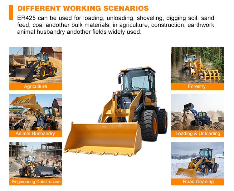 Wheel Loader 1Ton Front Articulated Farm Compact Small Diesel 4x4 Drive ...