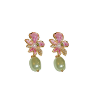 Anting Bunga Berlapis Berlian Gaya Vintage Prancis, Anting Trendi dan Populer ala Instagram untuk Wanita